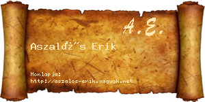 Aszalós Erik névjegykártya