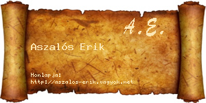 Aszalós Erik névjegykártya