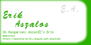 erik aszalos business card